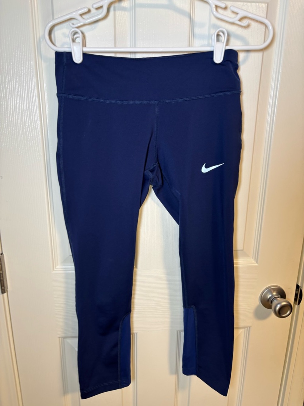 Nike blue leggings with white swoosh activewear athleisure size small
